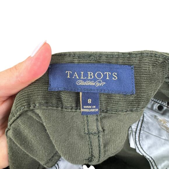 Talbots Deep Green Corduroy Mid Rise Signature Bootcut Pants Fall Holiday Simple - Picture 8 of 9